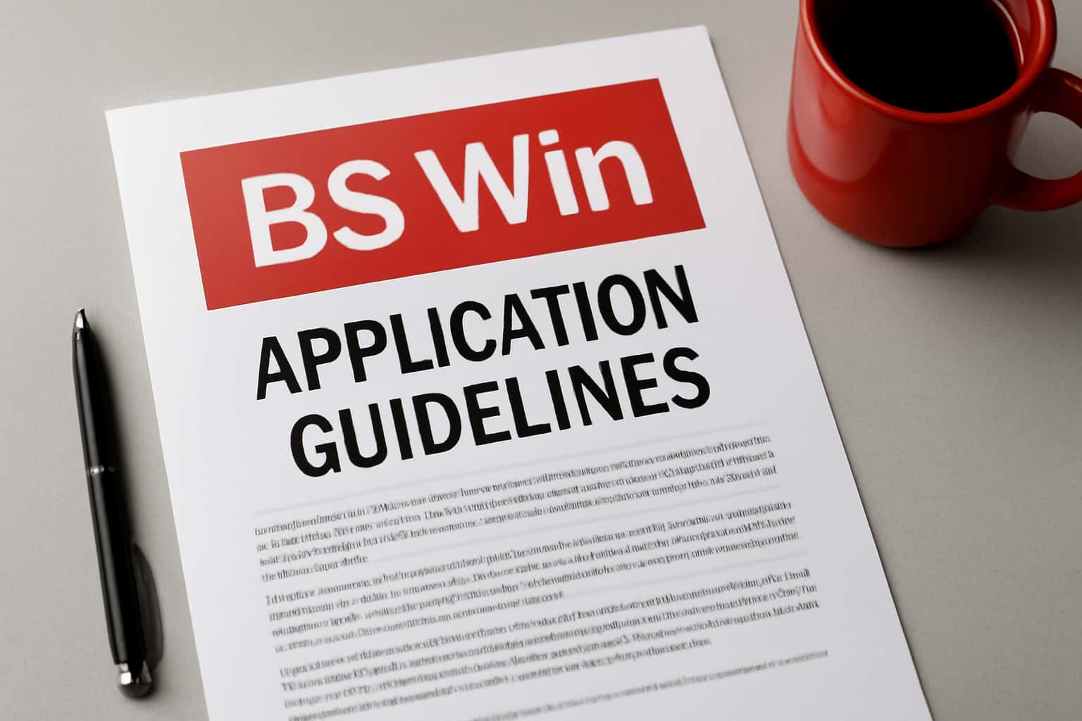 Informational scene depicting BS Win Application Guidelines.