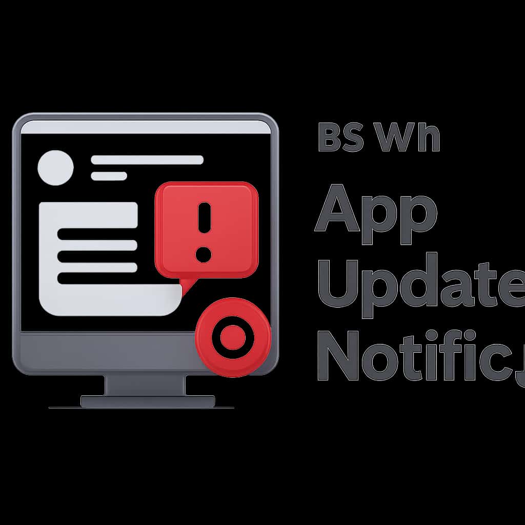 An educational diagram illustrating BS Win App Update Notifications with the text 'BS Win'.