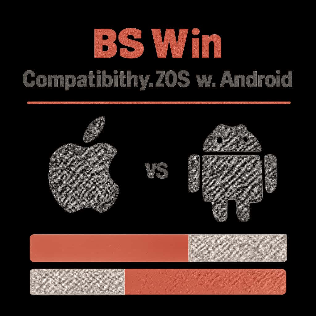 Diagram outlining the compatibility features of BS Win on iOS and Android.