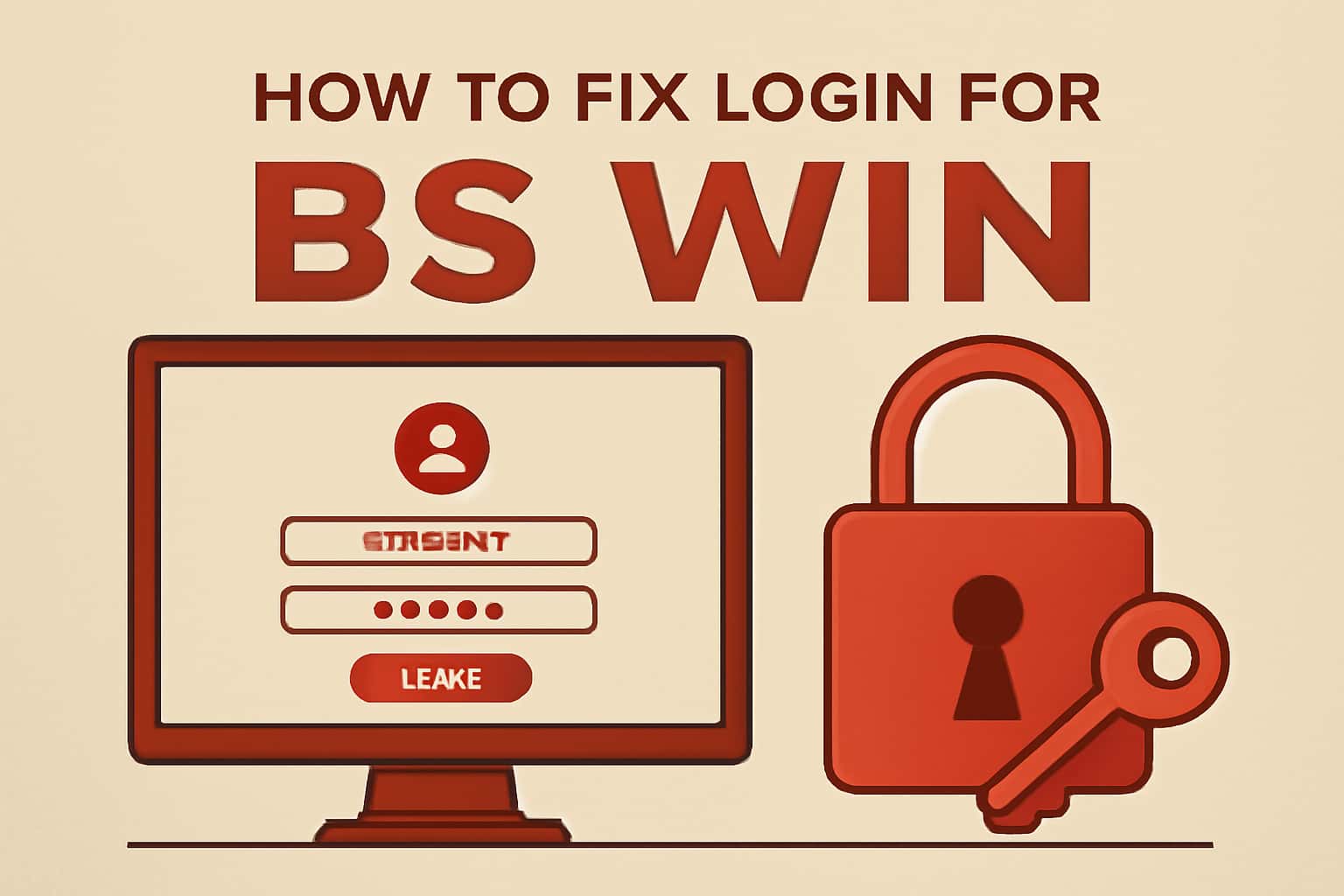 Informational scene illustrating steps to fix login issues for BS Win.