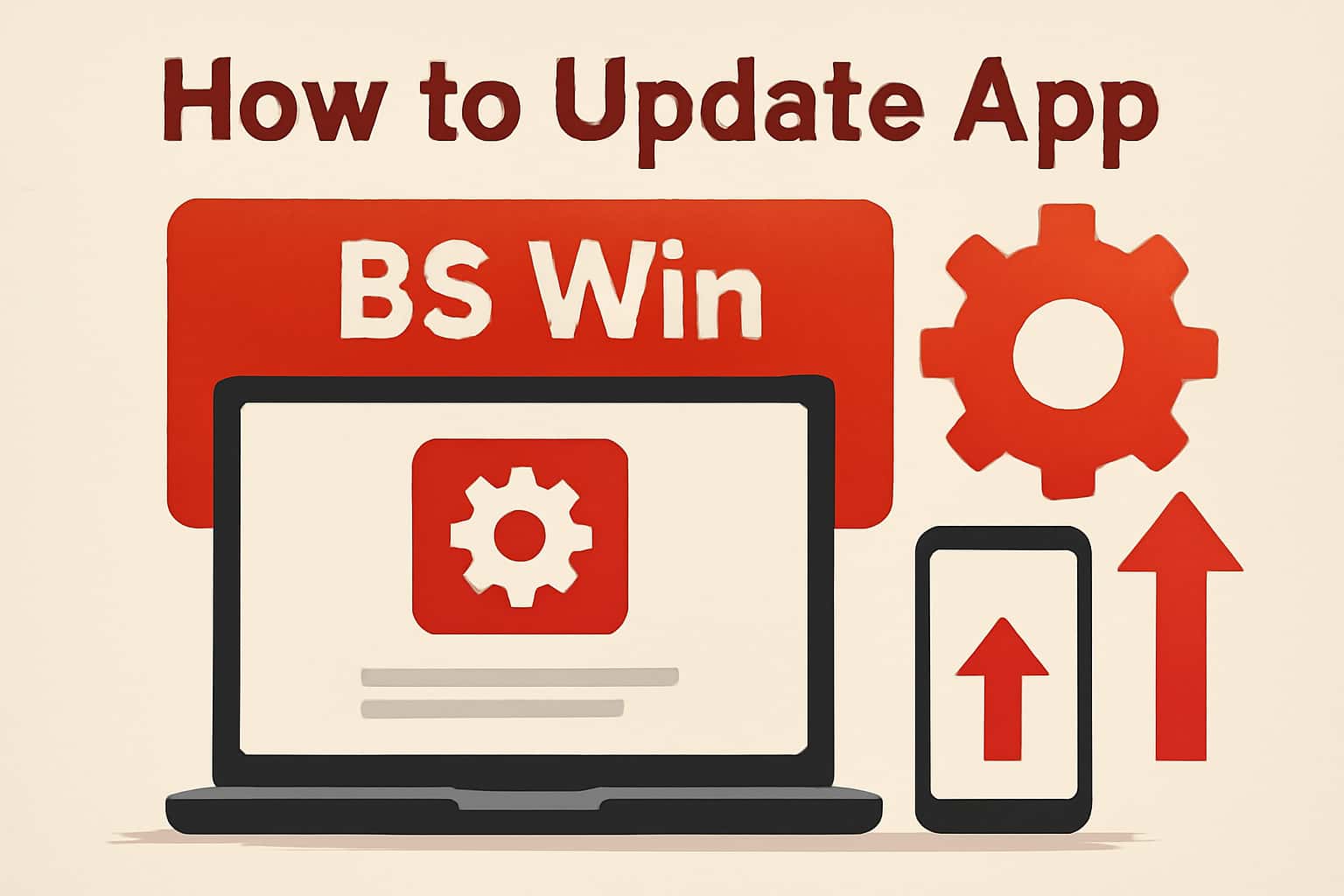 An informational visual on updating the BS Win app.