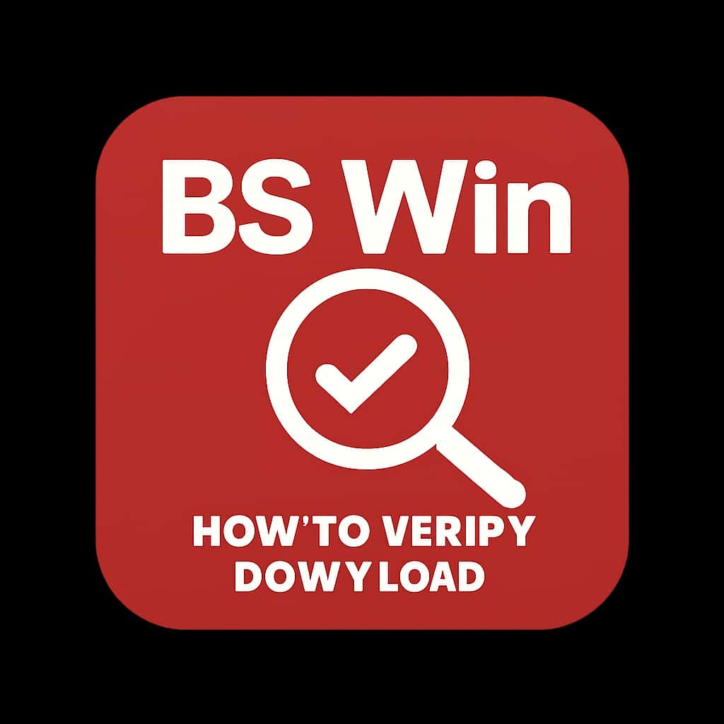 A simple badge design illustrating the verification process for BS Win Download.
