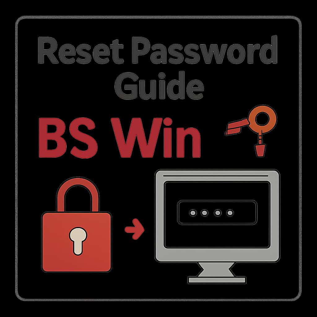 An educational diagram illustrating the password reset process for BS Win.