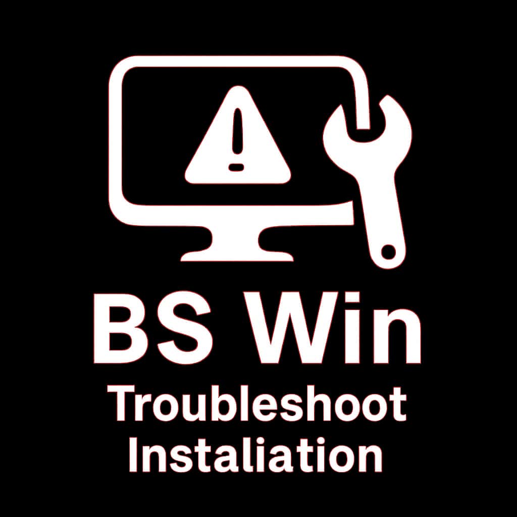 An icon symbolizing troubleshooting for BS Win installation.