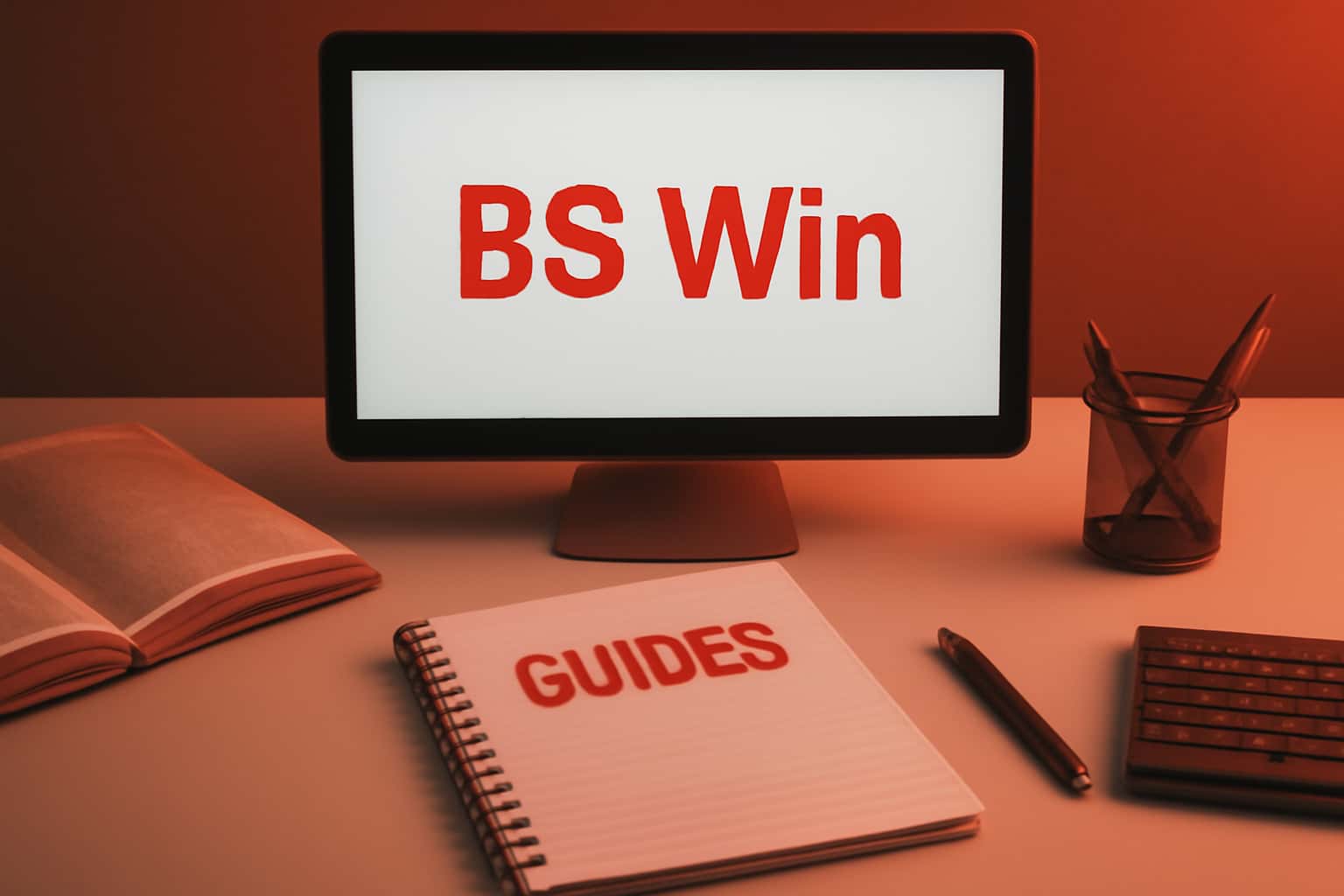 Informational scene depicting the BS Win Guides with clear text.